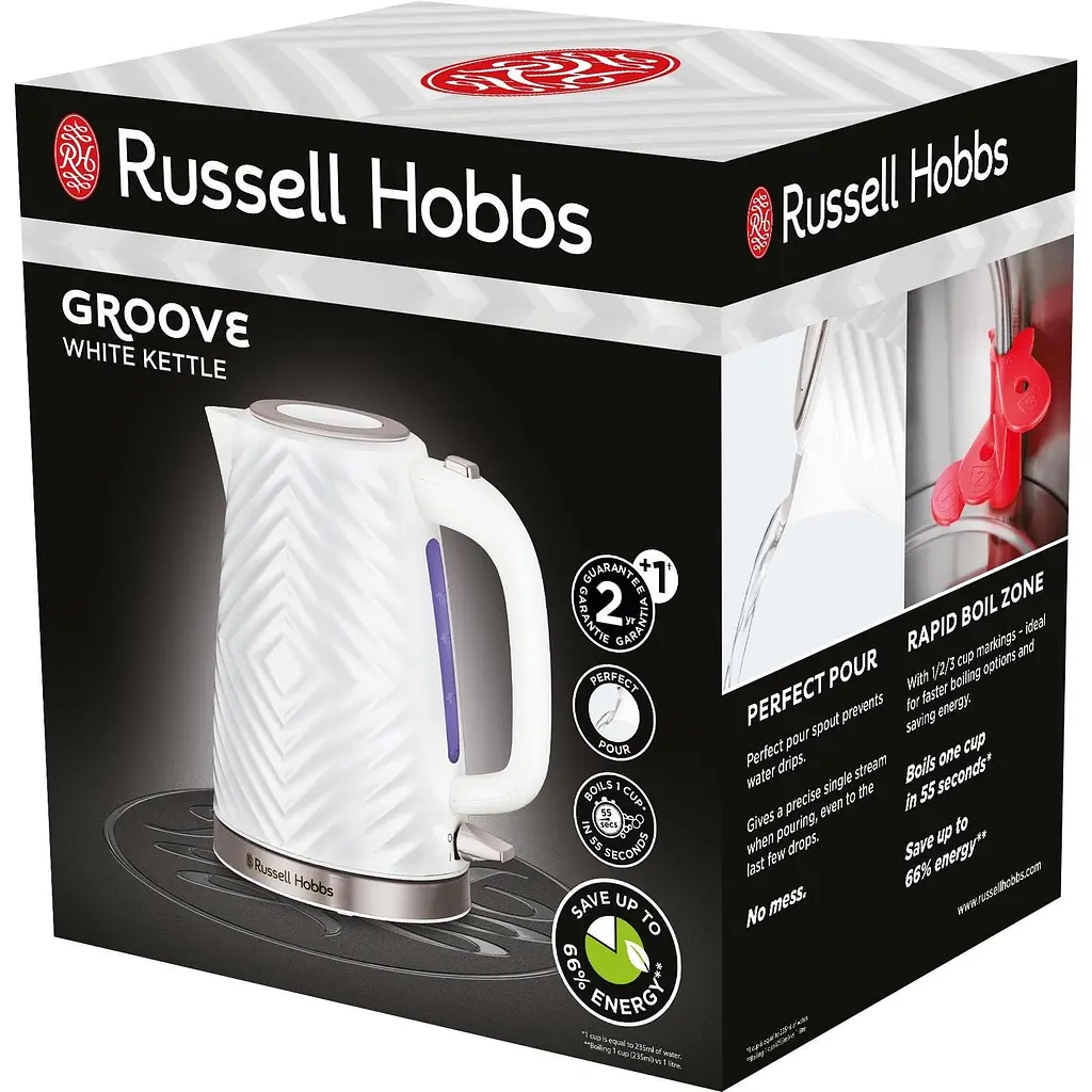 Електрочайник Russell Hobbs Groove White 1.7 л білий (26381-70) - фото 2