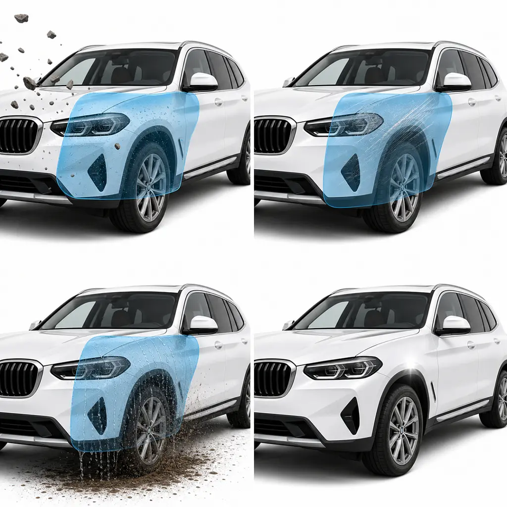 Антигравійна захисна бронеплівка за лекалами для BMW X3 G01 facelift 2021-2024 - повний кузов - фото 3