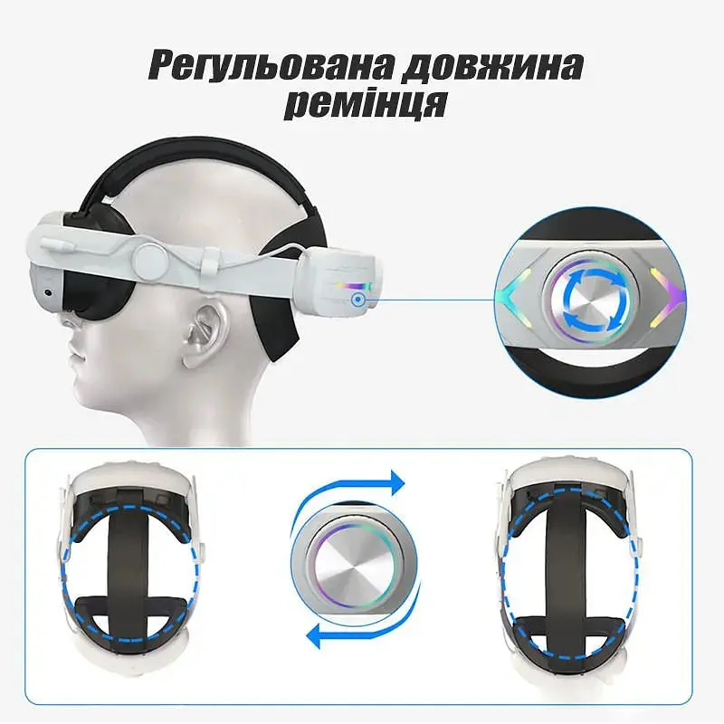 Кріплення-ремінець для VR окулярів Meta Oculus Quest 3 з акумулятором RGB 8000 mAh - фото 6