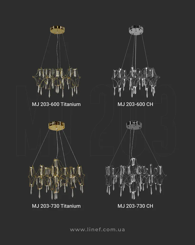 Дизайнерская невесомая серебряная люстра с хрусталем Ø 70 см | Ст. MJ 203-730 CH | Line F - фото 12