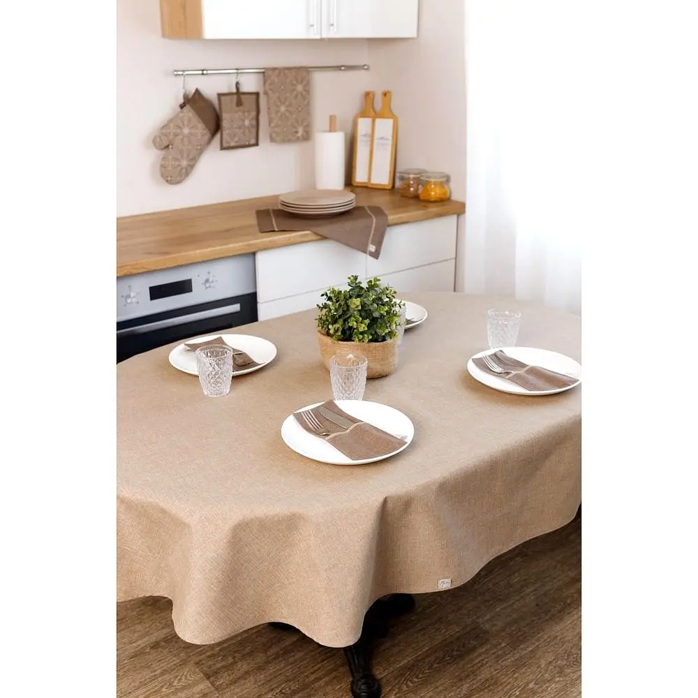 Скатертина Прованс Кориця овальна 133х240 см мокко (41209) - фото 5