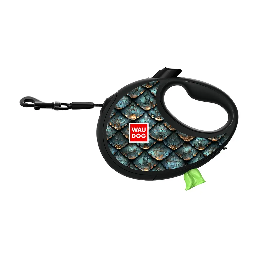 Повідець для собак WAUDOG R-leash з контейнером для пакетів "Луска", світловідбивна стрічка L (257-0179) - фото 2