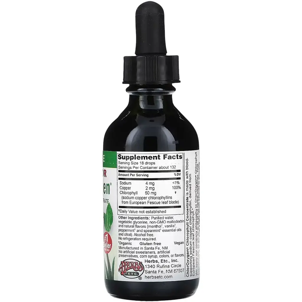 Концентрат хлорофілу Herbs Etc. ChlorOxygen без спирту зі смаком м'яти 59 мл - фото 2