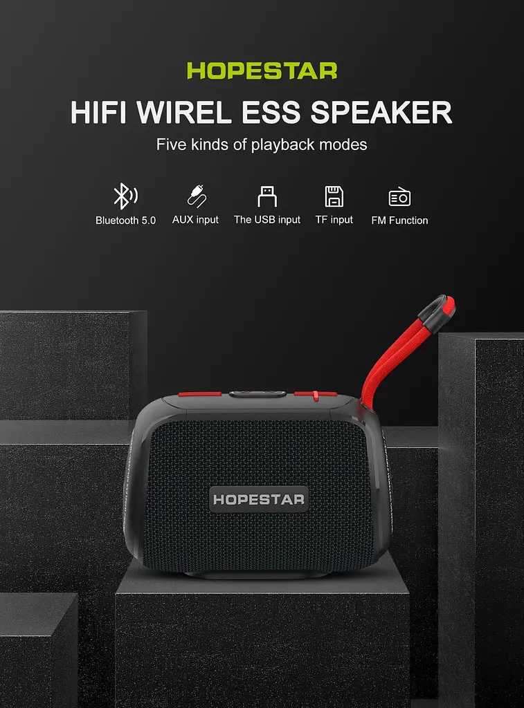 Портативна акустика Hopestar T10 чорна бездротова - фото 4