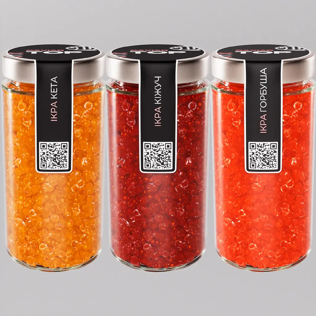 Ікра "Горбуша+Кета+Кіжуч" CapsFood імітована в Банці 500+500+500 г