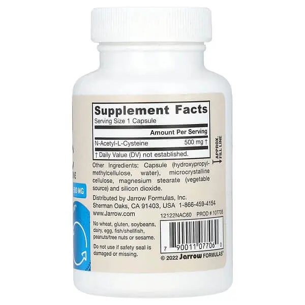 NAC (N-ацетил-L-цистеїн) N-A-C 500 mg 60 каспул Jarrow Formulas vit0006623 - фото 2