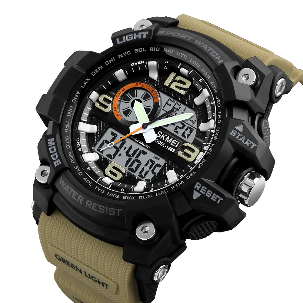 Чоловічий наручний годинник 1283 Black-Khaki Wristband. Skmei acs0030823 - фото 2