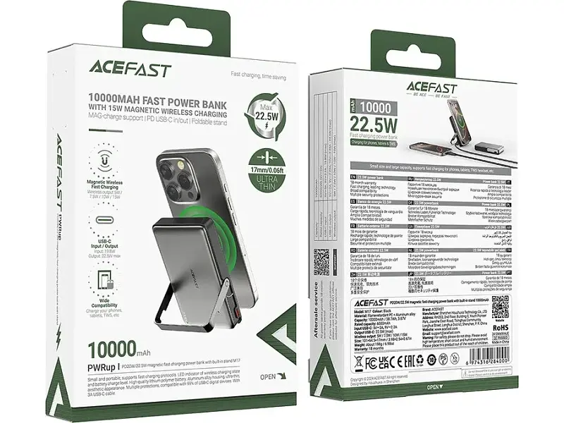 Зовнішній акумулятор (Power Bank) Acefast M17 10000mAh Black - фото 5