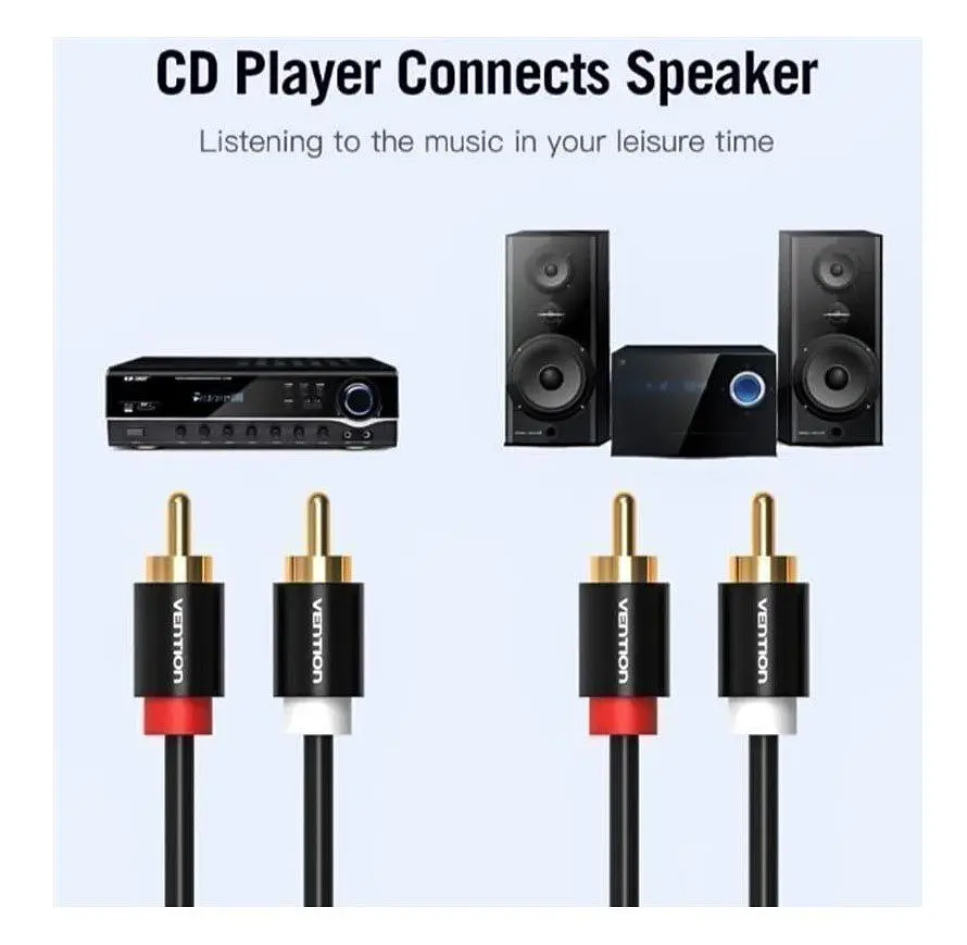 Коммутационный кабель 2xRCA—2xRCA Vention VABR06B100 1м Black - фото 2