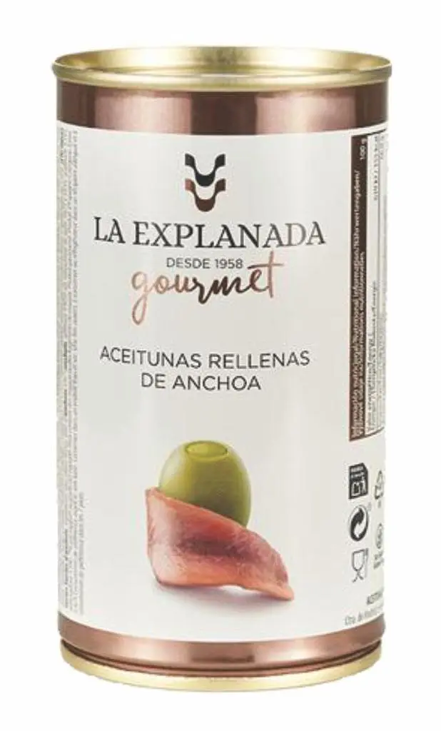 Оливки La Explanada gourmet зелені фаршировані пастою з анчоусів у розсолі 350г