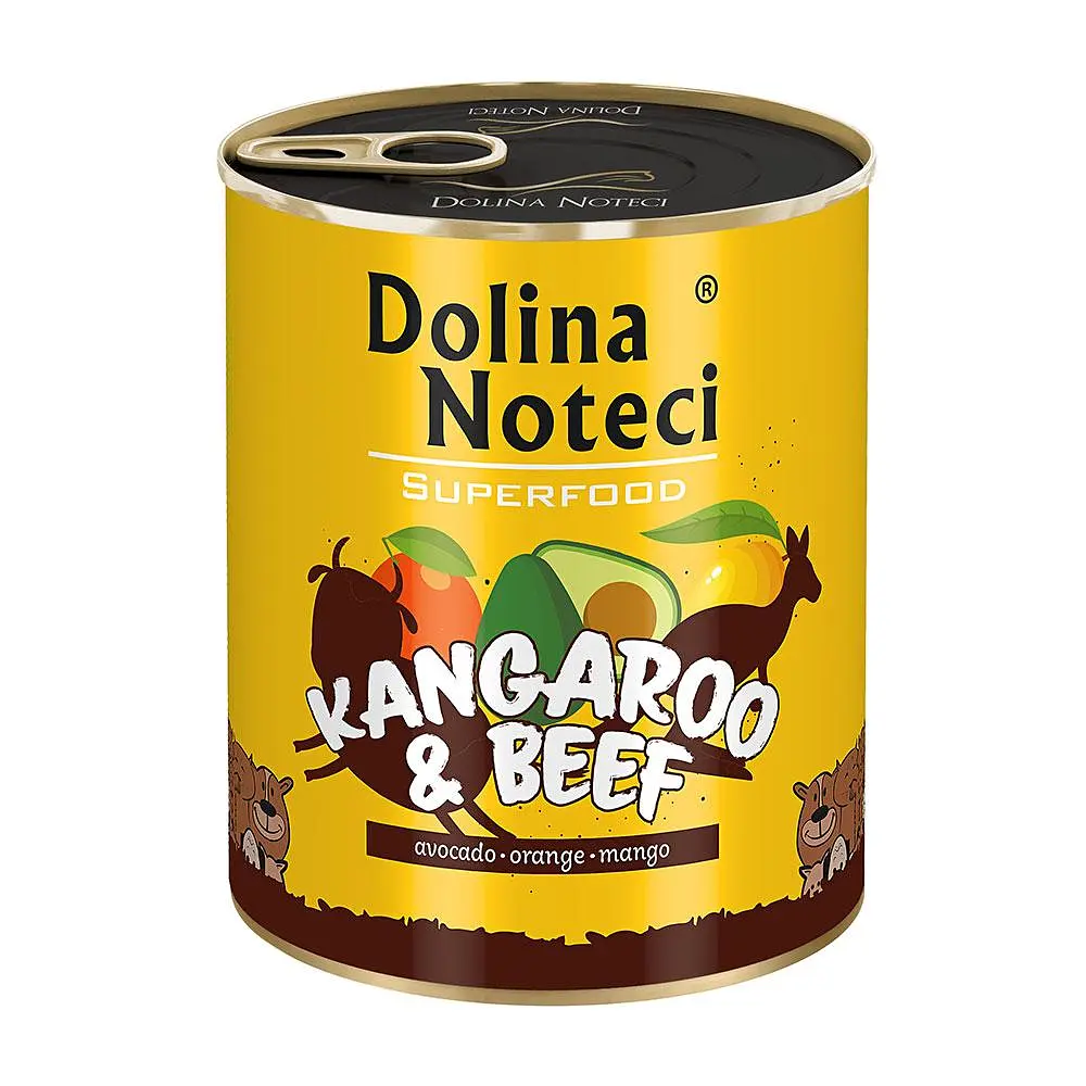 Вологий корм для собак Dolina Noteci Superfood з м'ясом кенгуру та яловичини банка 800 г