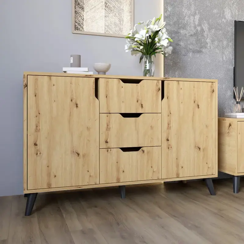 Комплект меблів для вітальні М-ЗОН Борн Дуб Артизан 5 предметів з чорними ніжками (MZN-031072) - фото 7