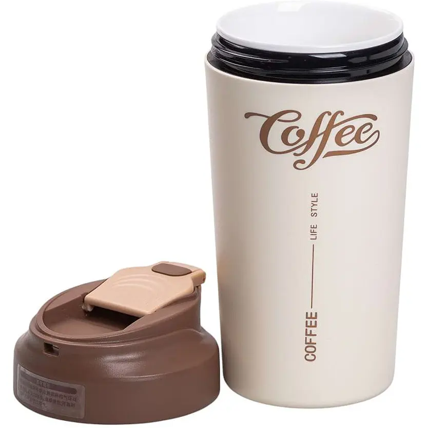 Термочашка Coffee 480 мл з керамічною колбою, коричневий Yiwu HP-14-14BR - фото 5
