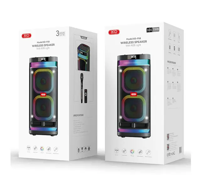 Портативна колонка бездротова XO F58 Bluetooth радіомікрофон з пультом USB TWS з караоке 40 Вт Чорний - фото 5