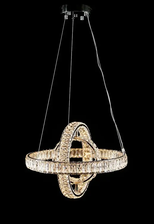 Хромована LED-люстра Splendid Ray LD8886/500/3B LED (WT), 50 см з трьома кришталевими кільцями - фото 4