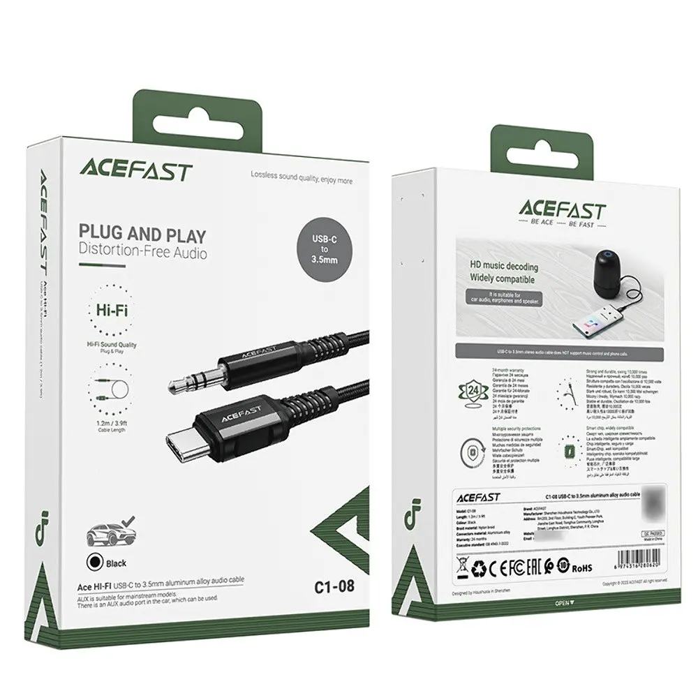 Кабель Acefast C1-08 Type-C to 3.5 мм 1.2 м чорний - фото 4