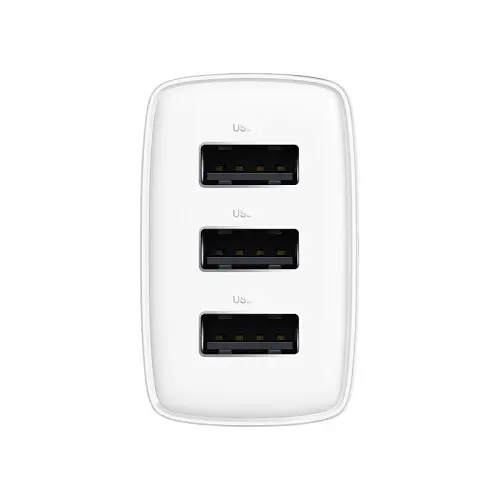 Сітчасте зарядне пристрій Baseus Compact Charger 3-USB 17W EU білий CCXJ020102 - фото 5
