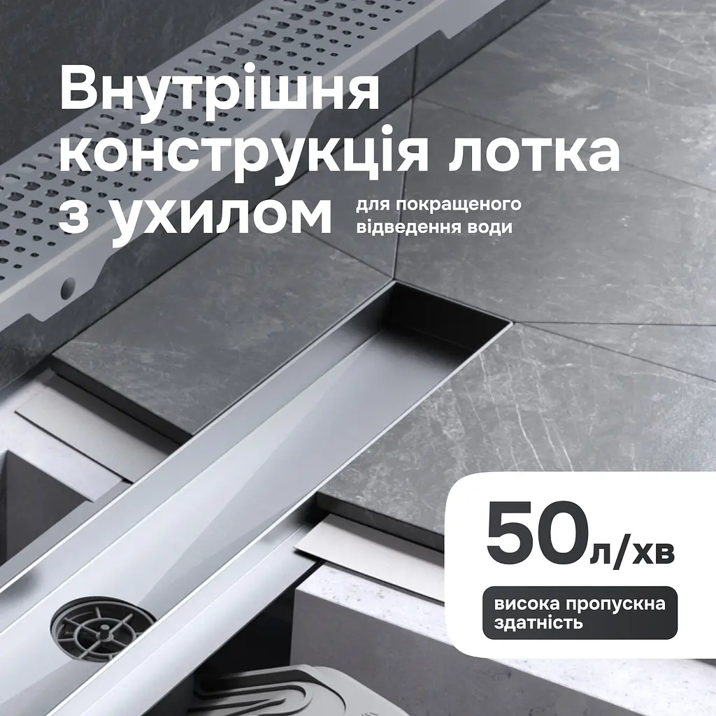 Трап для душу лінійний AM.PM Masterflow Cut Gradient 600 мм, універсальний затвор, хром (W01SC-P11-060-01SB) - фото 6