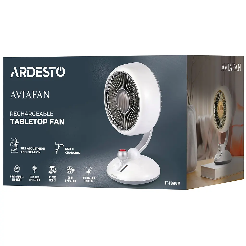Вентилятор Ardesto AviaFan настільний 12 см білий (FT-F3600W) - фото 8