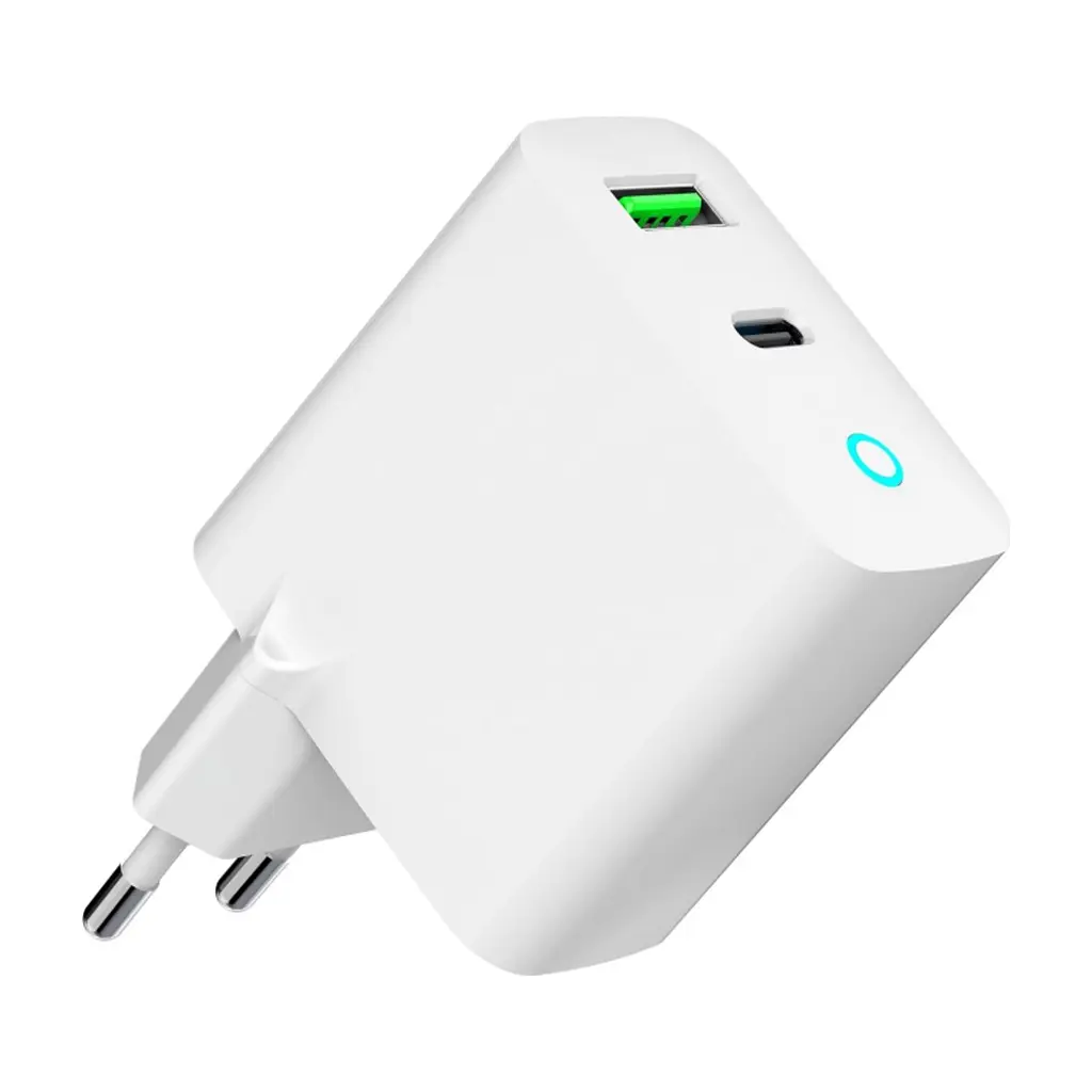 Зарядний пристрій Gembird 1xUSB-A + 1 Type-C (PD20Вт + QC3.0 18Вт) white (TA-UC-PDQC20L-W-01) - фото 3