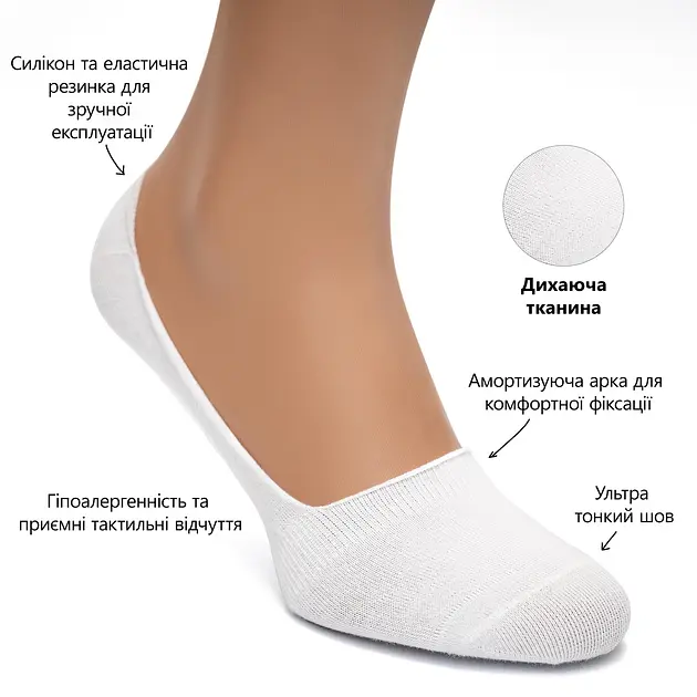 Набір 5 пар безшовних дихаючих слідів з силіконом ORGANIC cotton JILL ANTONY 35-37 - фото 3