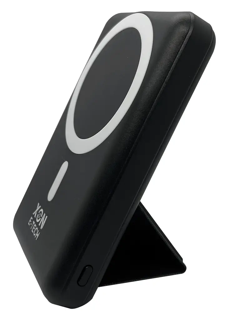 Портативна магнітна бездротова батарея 5000 mAh з підставкою XON PowerBank Magsafe Stand (YC5G2) 15W Black (5060948063142) - фото 4