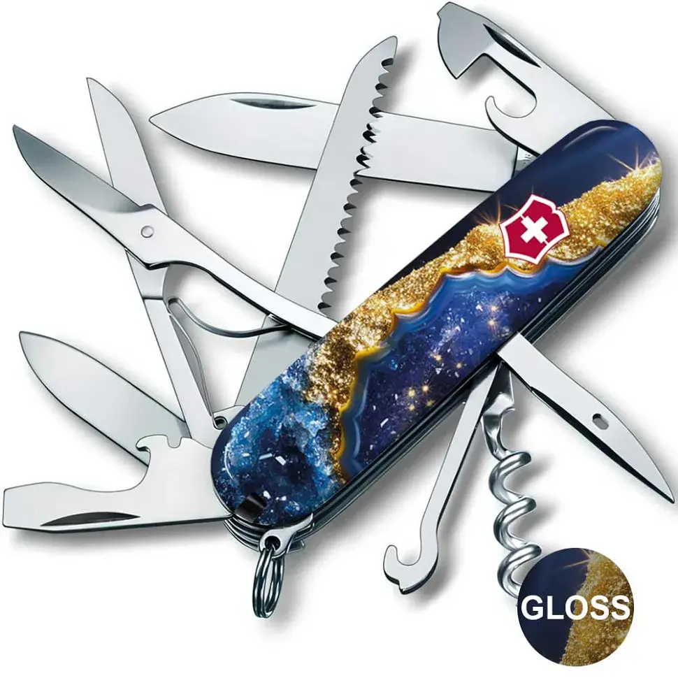 Складаний ніж Victorinox HUNTSMAN DESIGN Золотисто-блакитний кристал - фото 2