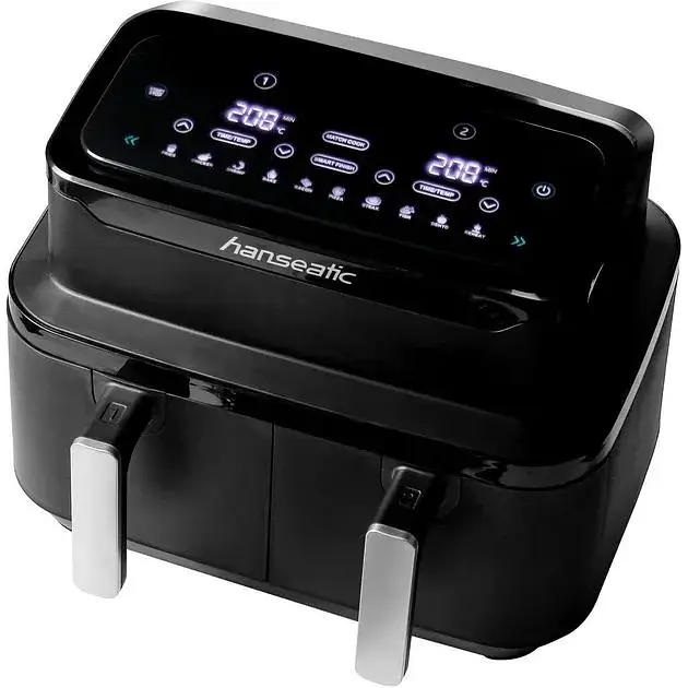 Аерофритюрниця Hanseatic HAF212600D 2в1 з XXL-об’ємом 9 л, функцією сушіння, двома лотками та сенсорним дисплеєм - фото 4