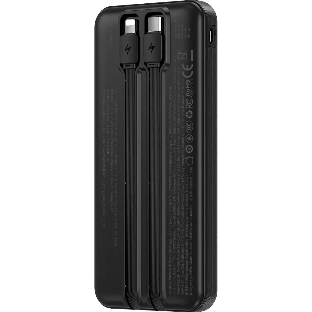 Внешний аккумулятор WiWU Essen Wi-P081 10000mAh 22.5W Black (6977703658583) [161282] - фото 4