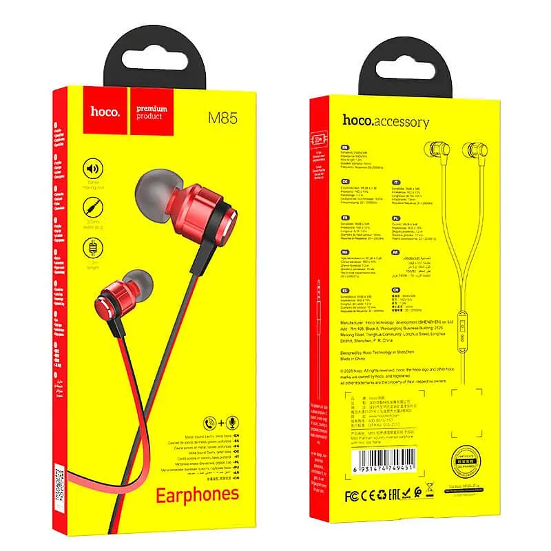 Наушники Hoco Platinum sound universal earphone with mic M85 - фото 2