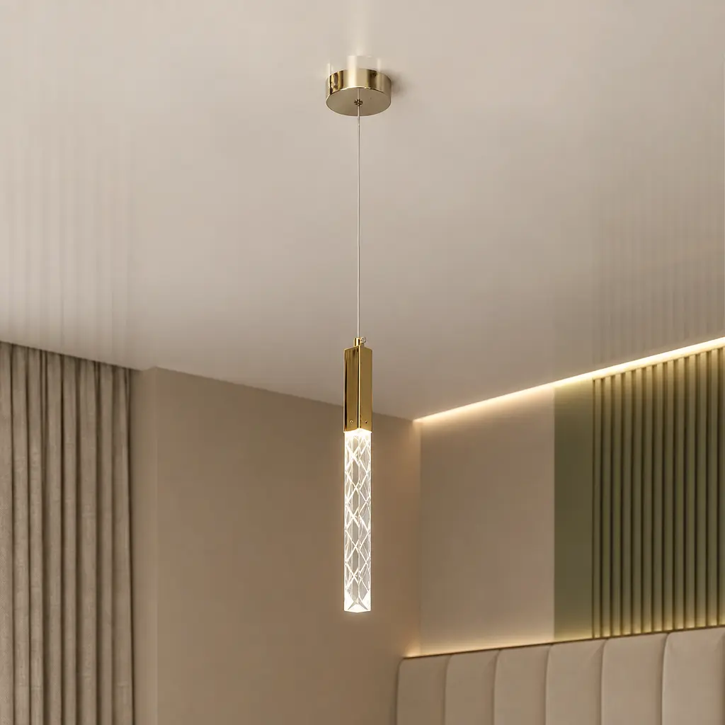 Золотий мінімалістичний LED підвіс зі скляним стрижнем Artlight 2350/1GD - фото 2
