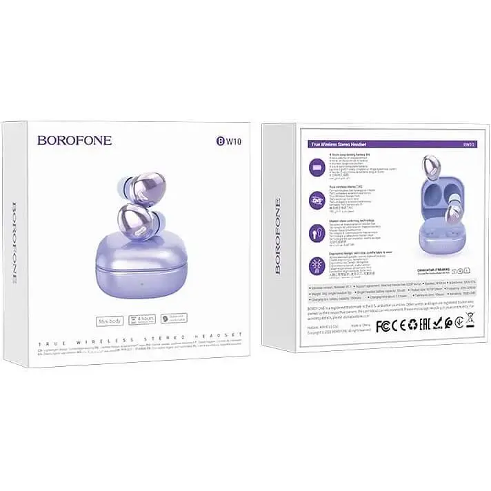 Наушники беспроводные Borofone BW10 Magic rhyme true wireless BT headset голубые - фото 4