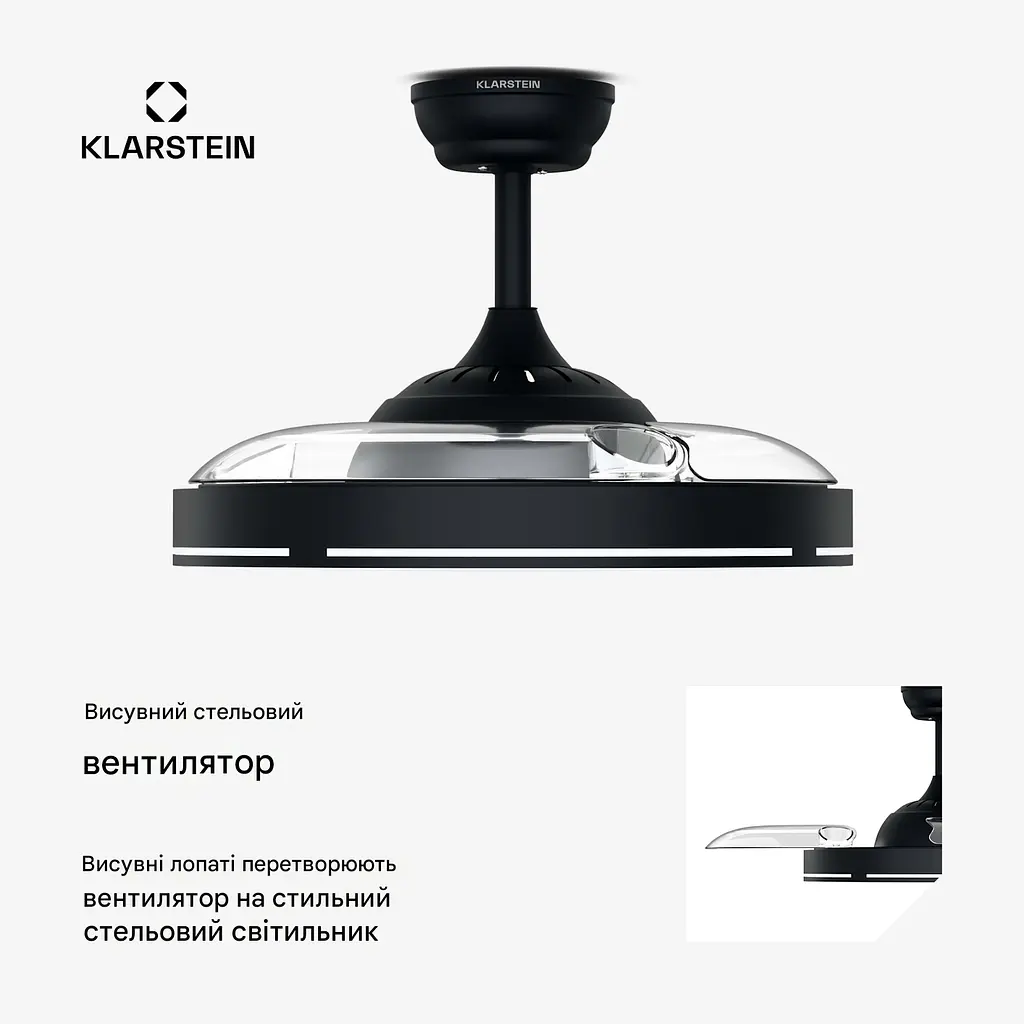 Стельовий вентилятор-люстра KLARSTEIN AirFold 107 см (10047034) - фото 4