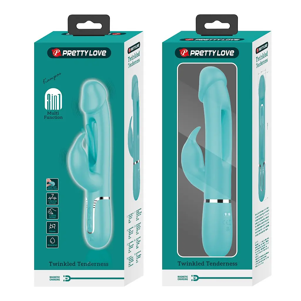 Вібратор-кролик Pretty Love Twinkled Tenderness Kampas 23.2 см бірюзовий - фото 9