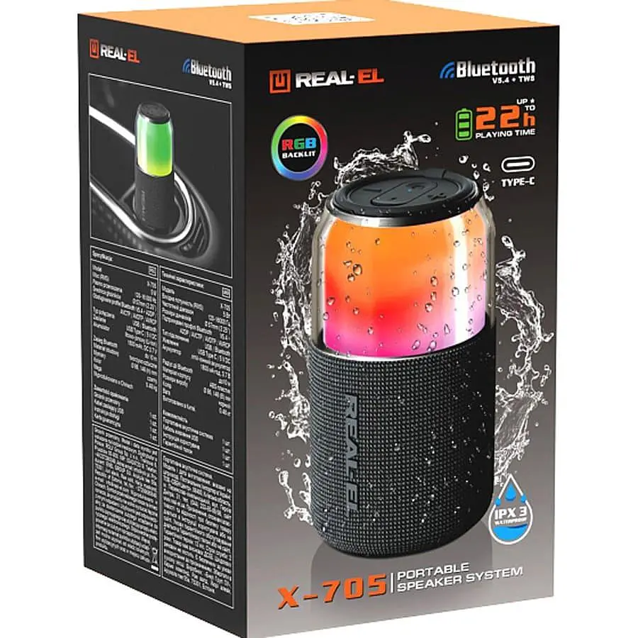 Портативна акустика Real-EL X-705 Black (EL121600024) - фото 8
