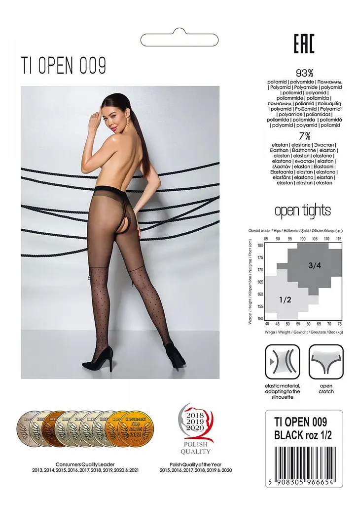 Колготки Passion Tiopen 009 з відкритим доступом 3/4 чорні - фото 4