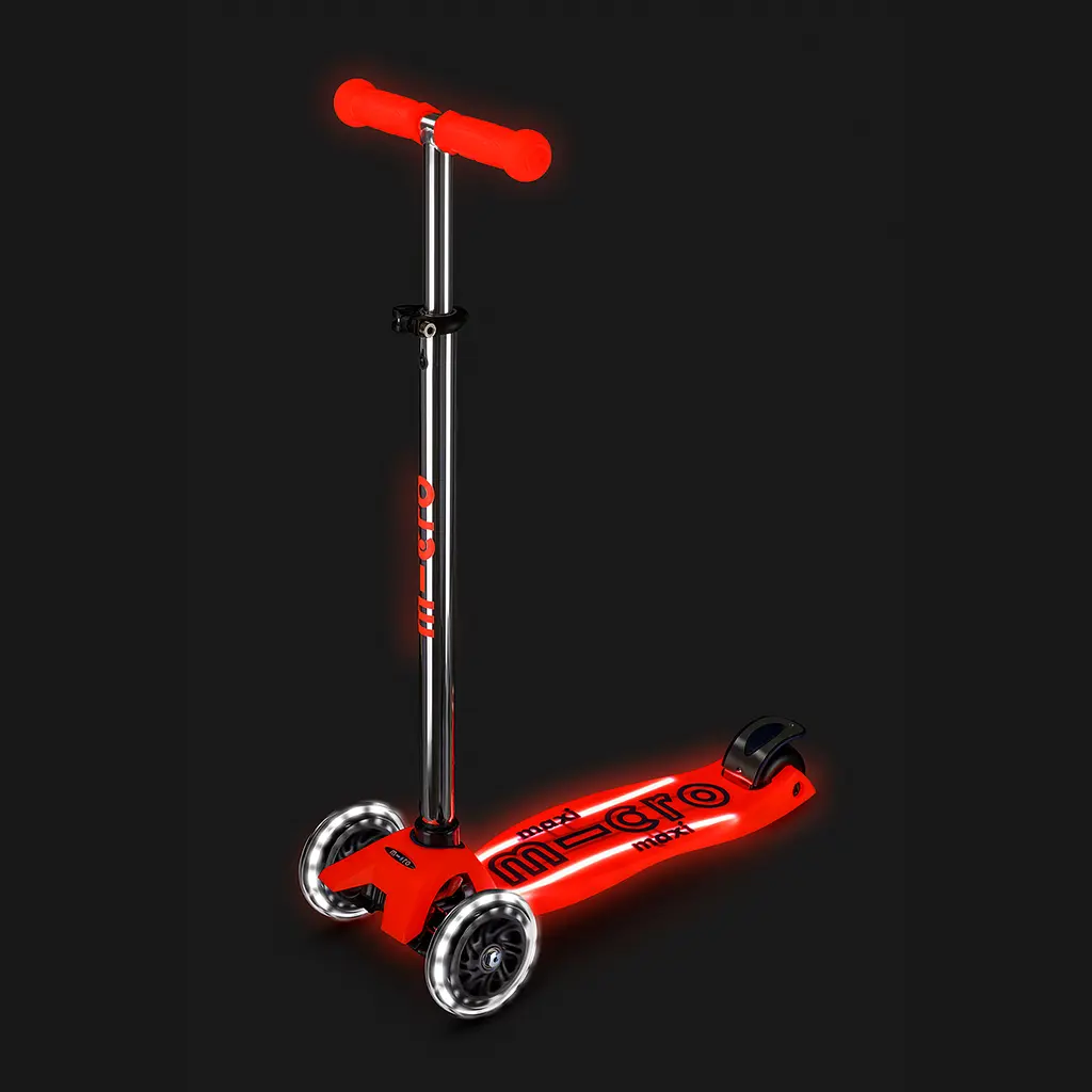 Самокат детский Micro Maxi Deluxe Glow LED Plus 3-колесный красная аура (MMD379) - фото 8