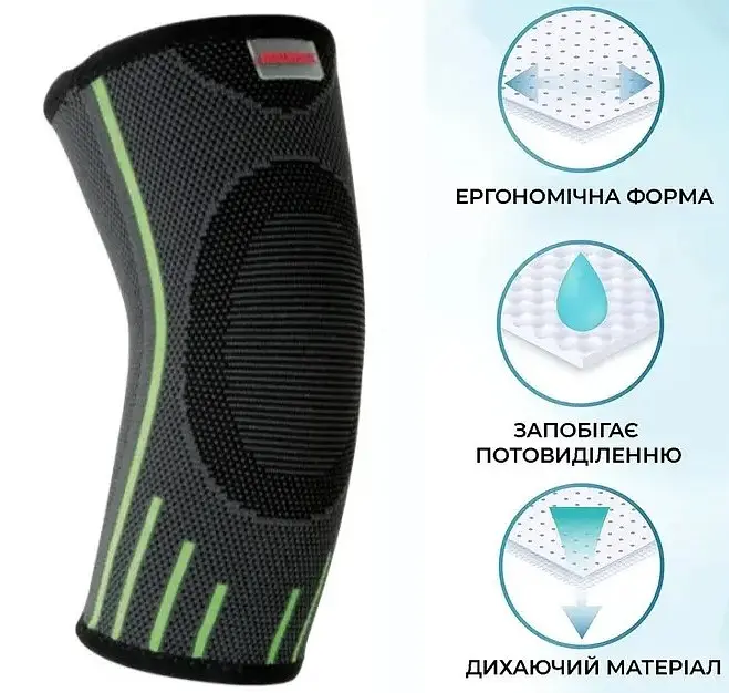 Компресійний налокітник MadMax MFA-283 3D Compressive elbow support Dark grey/Neon green (1 шт) L (MFA-283_L) - фото 5