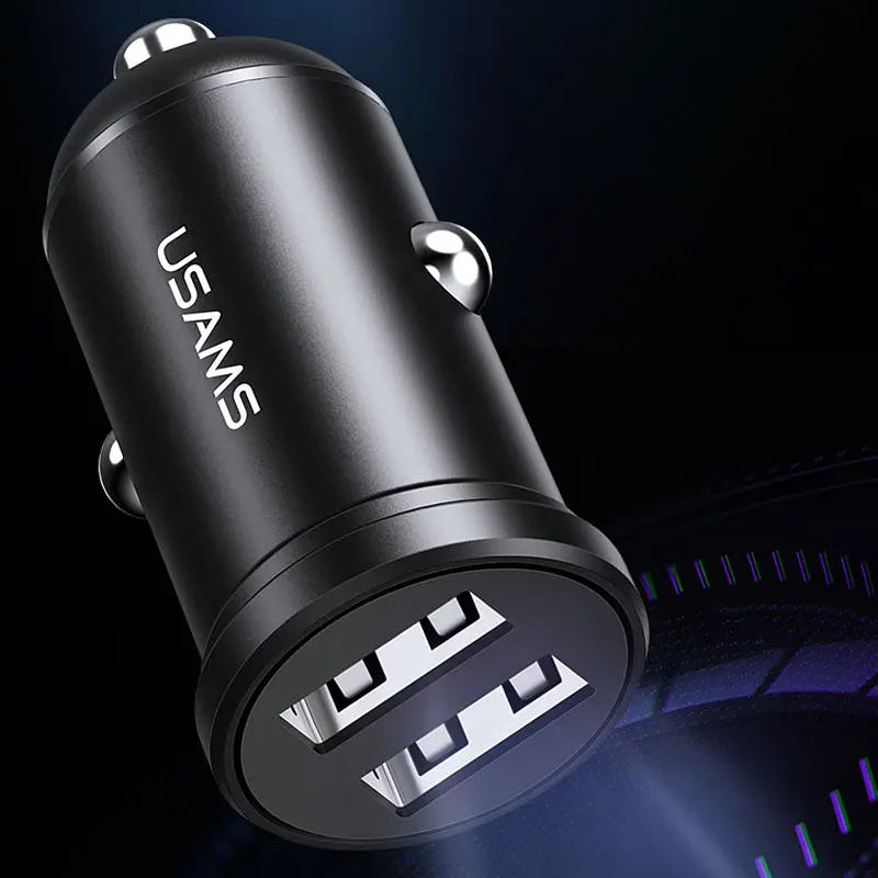 АЗП Usams US-CC114 C20 Mini 2.4A (2USB-A) Чорний - фото 3
