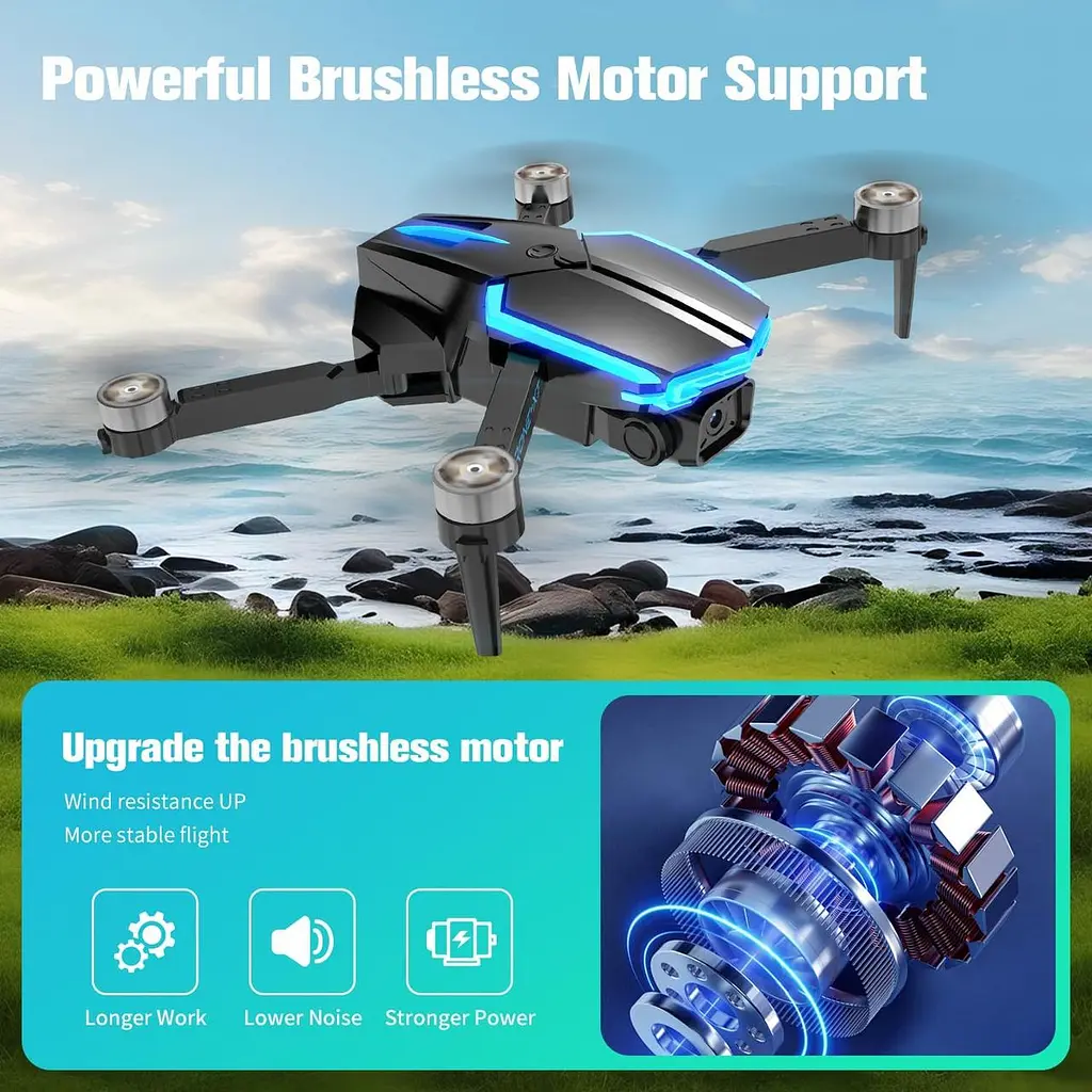 Дрон із камерою 4K для дітей і дорослих, безщітковий двигун RC Quadcopter для початківців, 36 хвилин польоту/запуск одним ключем - фото 7