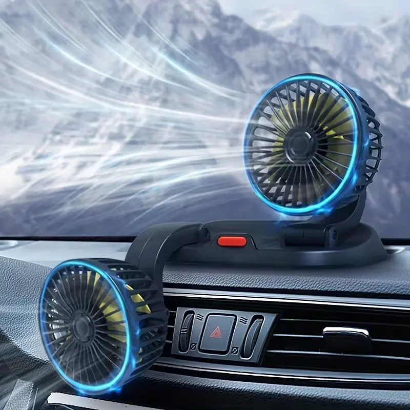 Автомобільний подвійний вентилятор від USB / Вентилятор для авто 2 швидкості 360 ° 5V - фото 5