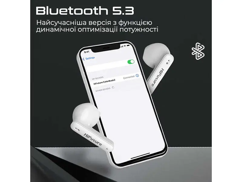 Навушники TWS HiFuture ColorBuds2 White - фото 2