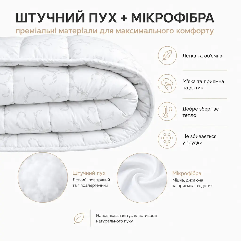 Ковдра Ideia 4 Seasons зима-літо, 210х155 см, білий (8-09503) - фото 4