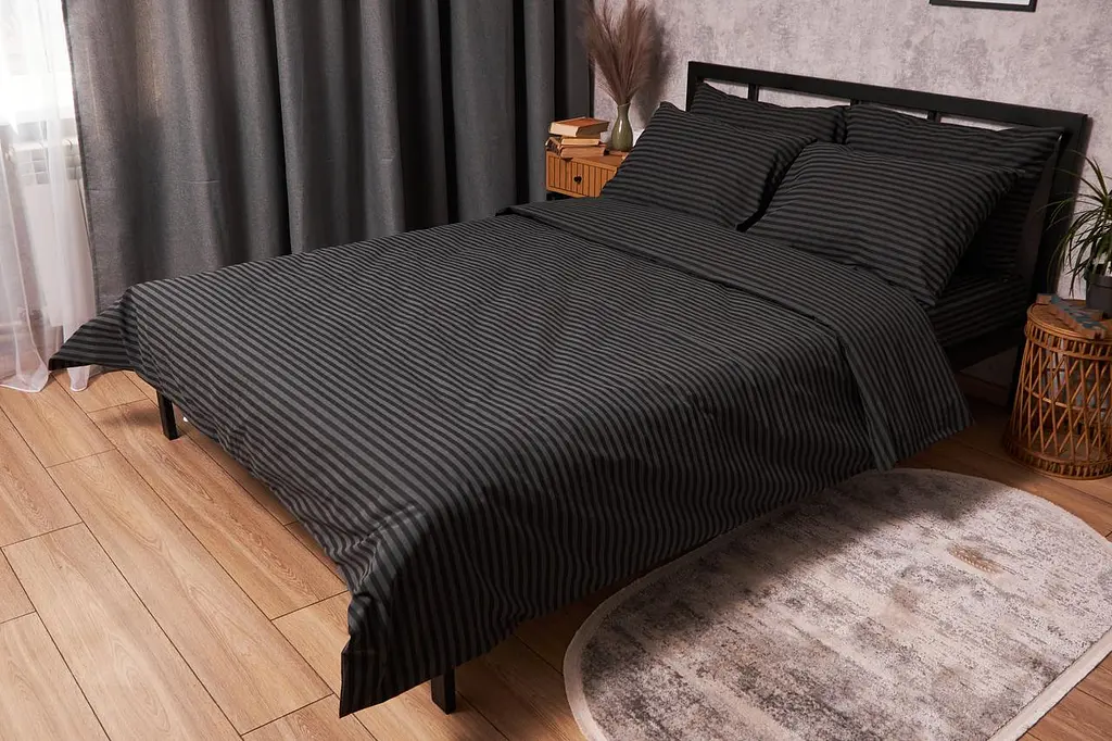 Комплект постільної білизни Moon&Star полуторний 143х210 наволочки 2х40х60 Gray Stripe Бязь Gold Люкс - фото 4