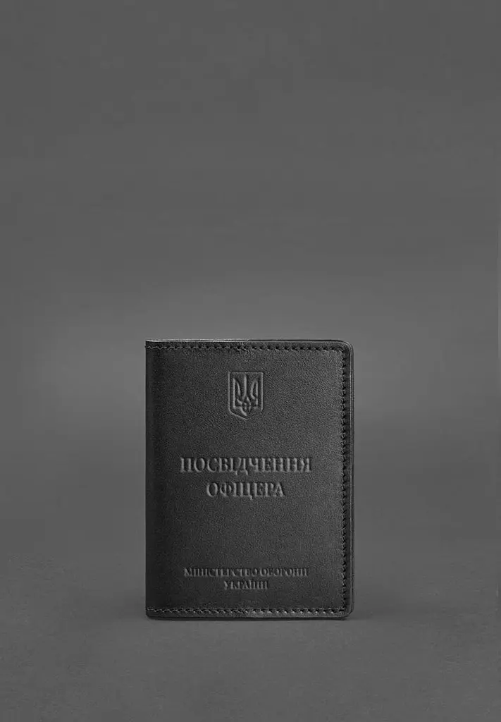 Шкіряна обкладинка для посвідчення офіцера 9.0 Чорна - фото 2
