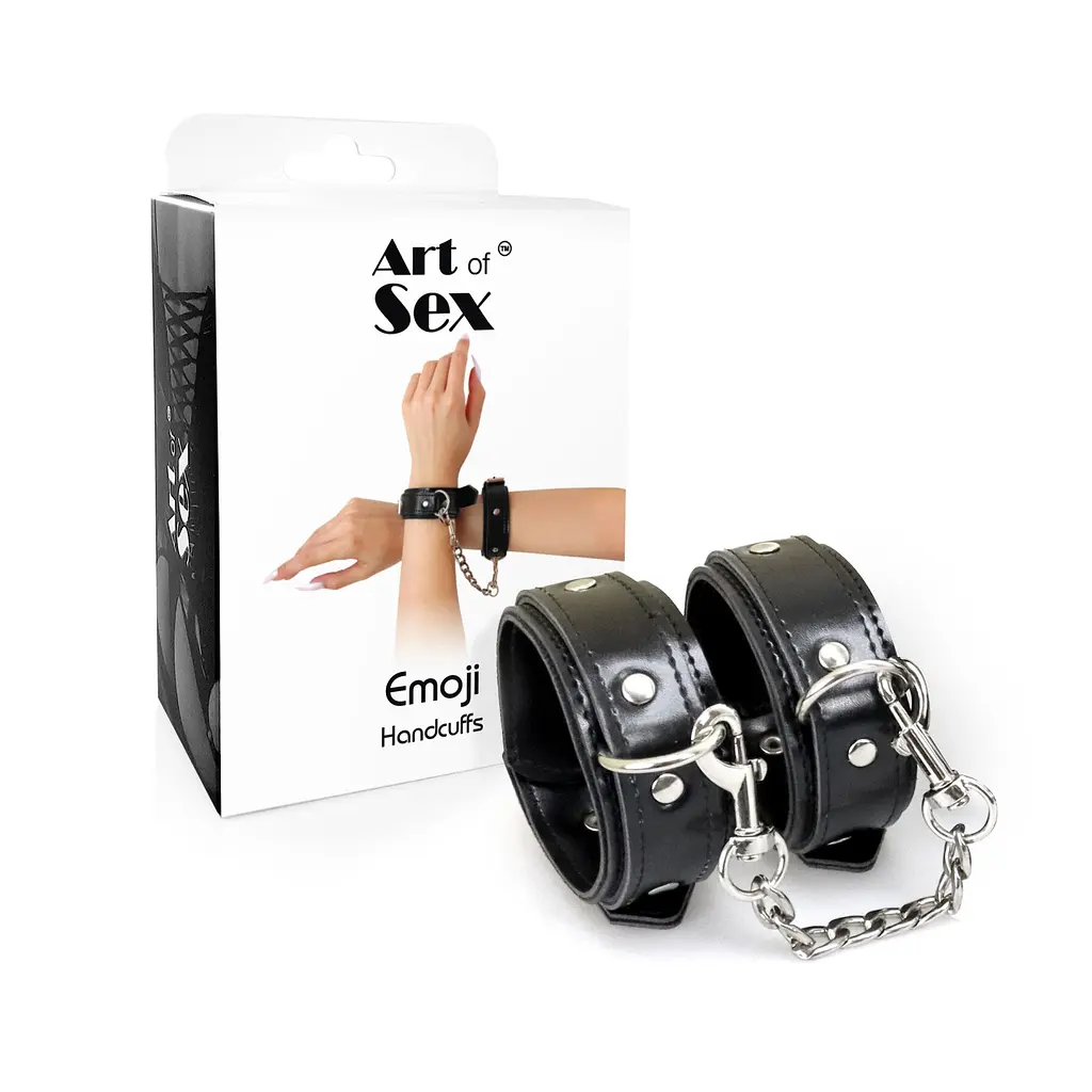 Наручники з екошкіри Art of Sex - Handcuffs Emoji, колір чорний Art of Sex SO9976 99822 - фото 4