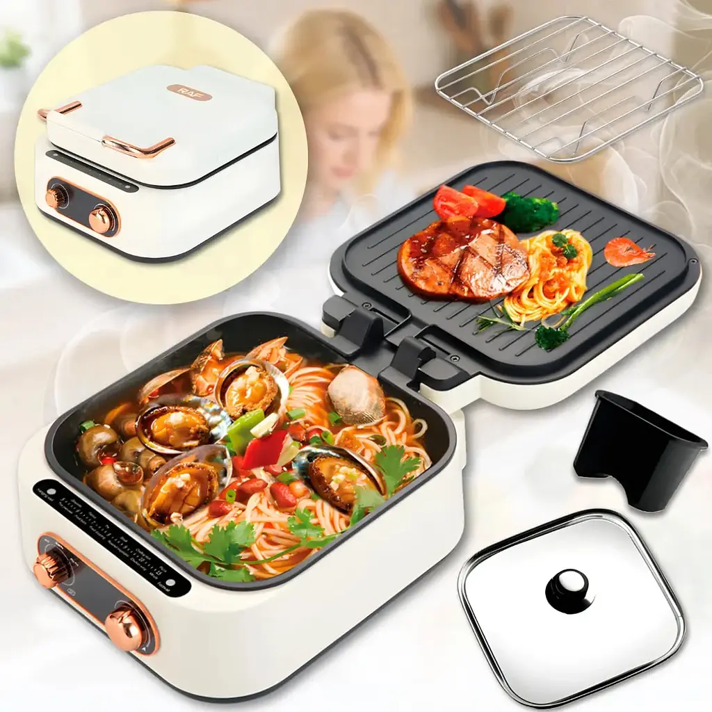 Багатофункціональний гриль RAF R.5409 3 в 1 / Сковорода-Гриль Hot Pot Grill 2.5L / Сковорода-гриль розкладна 1800 Вт - фото 2