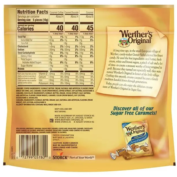 Цукерки Werthers Original Hard Sugar Free Assorted Flavors 218g - фото 4