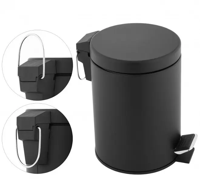 Кошик для сміття Yoka Labi black 3л. для ванної кімнати, туалету CH.LABI-BLK, Чорний матовий - фото 4