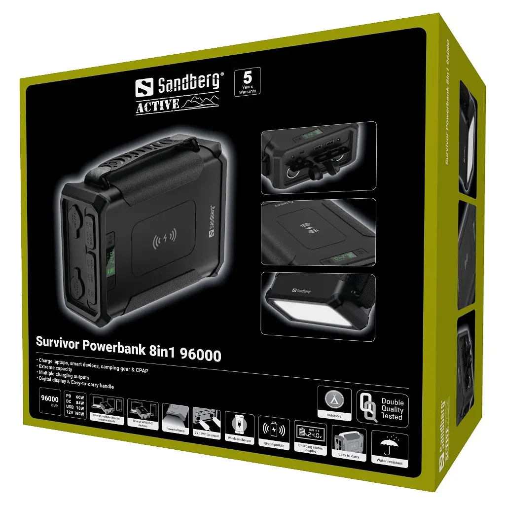 Батарея універсальна Sandberg 96000mAh, Survivor, DC/84W, PD/60W, Cigar Lighter 180W, Wireless, LiFePo4 (420-78) - фото 6